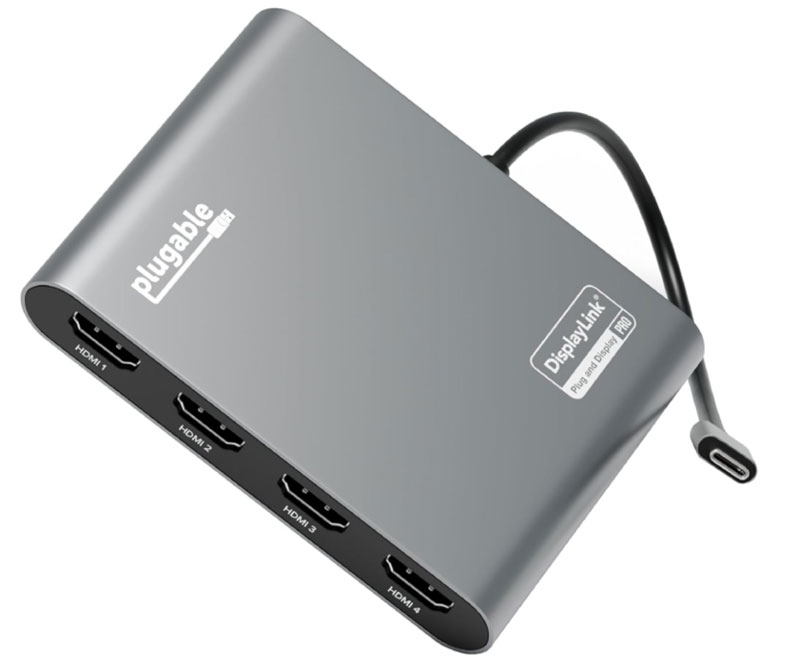 Plugable USB-C Quad 4K HDMI Adapter - Best USB-C hub for multiple Mac screens
