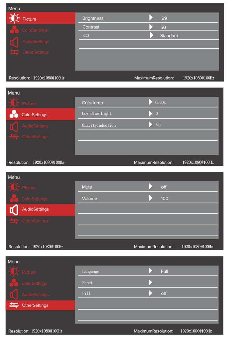 UPerfect Delta Mega On Screen Display settings